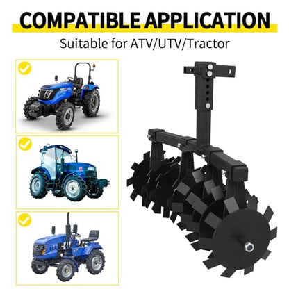 ATV Disc Harrow Universal 32" Cut Width Disc Plow Harrow ATV Tiller with 2" Receiver Mount for ATV UTV (Disc Harrow)