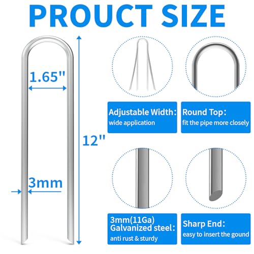 MySit 12 Inch 50 Pack Heavy Duty U Shaped Garden Stakes - size: 12 Inch