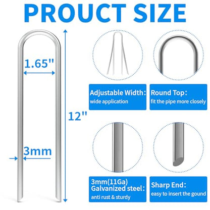 MySit 12 Inch 50 Pack Heavy Duty U Shaped Garden Stakes - size: 12 Inch