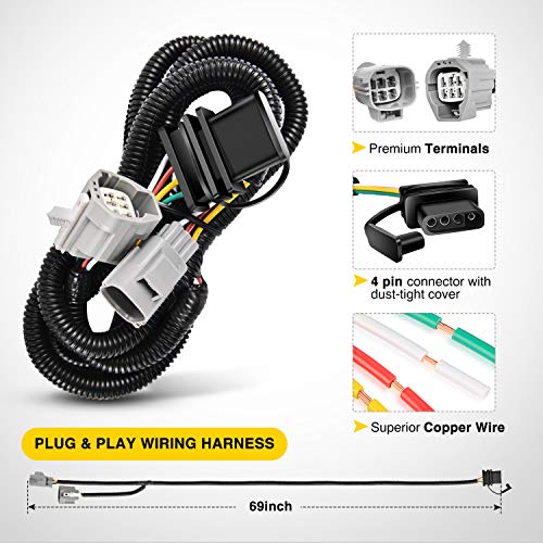 Nilight - JK-61A 2" inch Rear Bumper Tow Trailer Hitch Receiver Kit, Compatible for 2007-2018 Jeep Wrangler JK 4 Door & 2 Unlimited, w/4-Pin Wiring Harness (Exclude JL Models) - color: JK 2007-2018 Tow Hitch Receiver