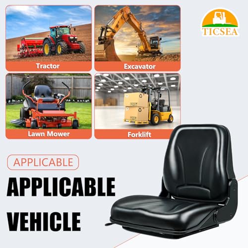 Universal Forklift Seat, Fold Down Tractor seat with Micro Switch for Tractor, Caterpillar Excavator Skid Loader Backhoe Dozer Telehandler