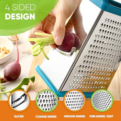 Spring Chef Stainless Steel XL Cheese Grater for Kitchen, Teal - color: Teal