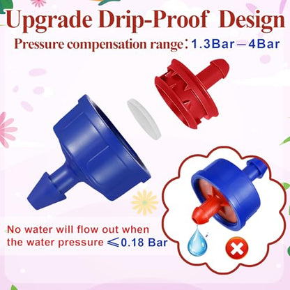 60Pcs 2 GPH Pressure Compensating Drip Emitters, 2 GPH Drippers - color: 60 PCS 2GPH