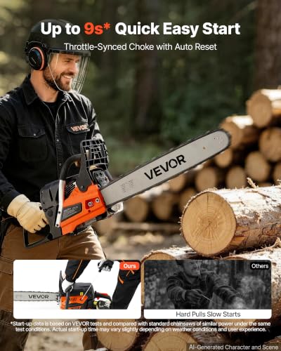 VEVOR Gas Powered Chainsaw 18 & 20 Inch 58CC 3.22HP 2 Stroke Engine Saw - size: 58CC-18&20inch