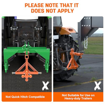 3 Point Hitch Receiver Attachment with Dual 2” Receiver for Cat.1 Tractors
