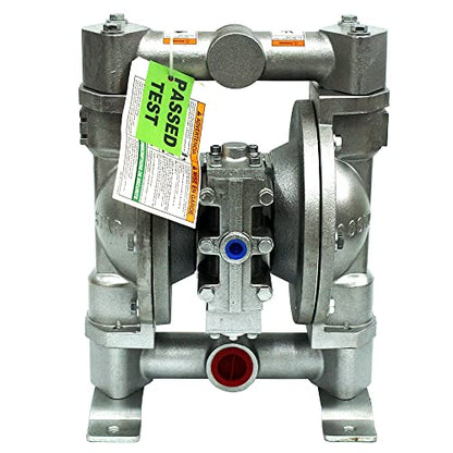 COSMOSTAR D0906 1" Double Air Diaphragm Pump - Aluminum Body, Teflon Ball, Seat and Diaphragm With Muffler - Chemical, Waste Oil, Pneumatic Oil Pump - size: D0906 1" Aluminum