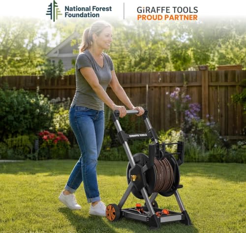 Giraffe Tools Garden Hose Reel Cart,125FT 5/8" Hose Capacity with Wheels