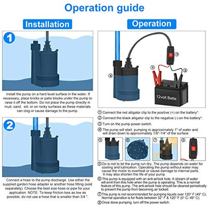 Water Pump Submersible Pump DC 12V Sump Pump 1500 GPH Utility Pump Black - size: DC-Black