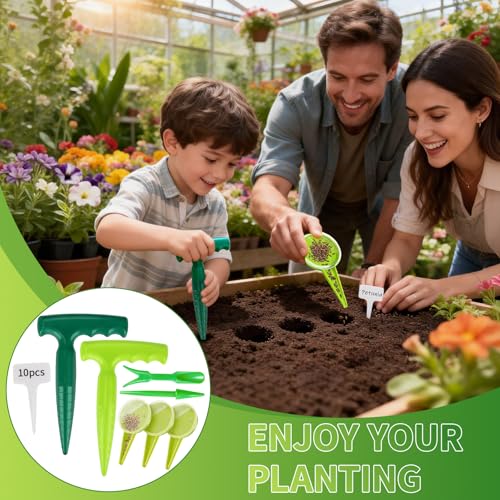 Seed Planter Tool 17-Piece Garden Dibber Set with Seed Dispenser
