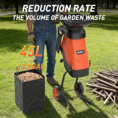 MAXLANDER 15-Amp Electric Wood Chipper Shredder, 1.75" Cutting Capacity - color: Dark orange