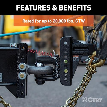 CURT 45908 Adjustable Ball and Pintle Channel Mount, 2-1/2" Shank, 20K
