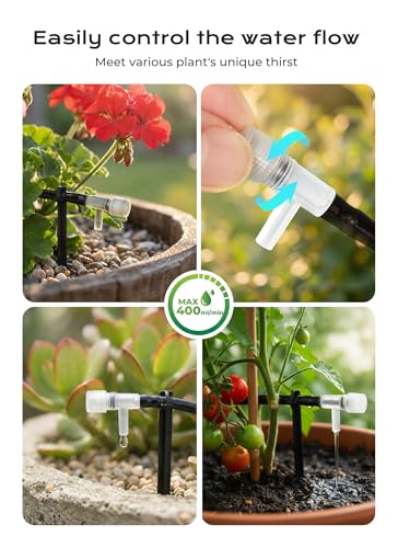 49ft Solar Drip Irrigation System with USB Charging for 15 Potted Plants - color: Black