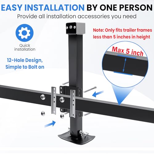 8000 lbs Trailer Jack, 20-24V Drill Compatible, Heavy Duty - color: Black