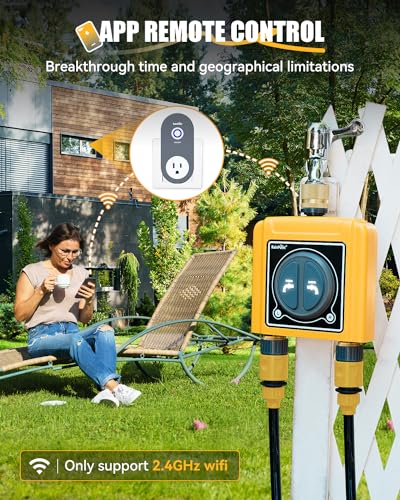 RAINPOINT WiFi Water Timer with WiFi Soil Moisture Sensor, WiFi Hose Timer for Lawn,WiFi Sprinkler Controller via APP/Voice Control,Automatic Watering System