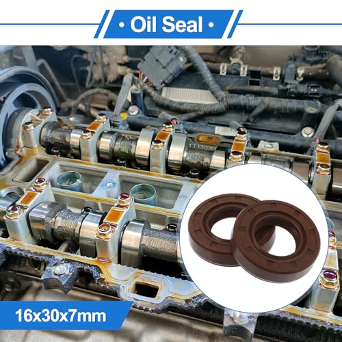 Universal Oil Seal TC Double Lip W Steel Spring Seal Ring Rotary Shaft Seal 16x30x7mm High Pressure FKM Rubber Brown 2 Pcs - size: 16x30x7mm