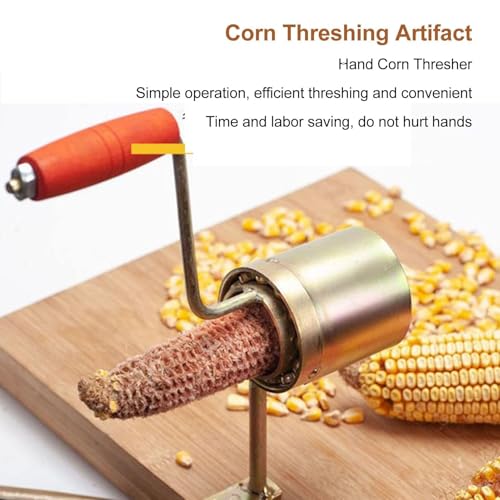 Hand Crank Corn Thresher, Manual Corn Thresher Efficient Peeling Firm Clamping Comfortable Wood Handle Manual Corn Sheller Stripper