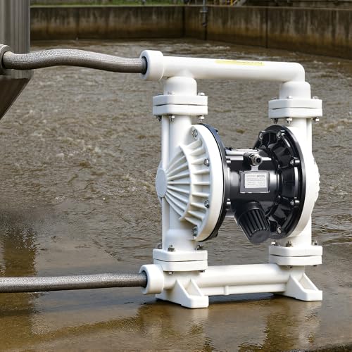 VEVOR Air Operated Double Diaphragm Pump, 25 GPM, 1 inch Inlet & Outlet Pneumatic Waste Oil Transfer Pump, Max 100 PSI, Polypropylene Body, Air-Operated for Diesel, Grease, Kerosene, Gasoline & Oil - style: 1inch 25GPM Polypropylene