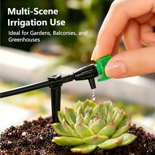 10PCS Drip Irrigation Emitters, 360 Degree Adjustable Water Flow Drippers, Automatic Plastic Parts for 1/4 Inch Tubing, Garden Lawn Potted Plants Greenhouse