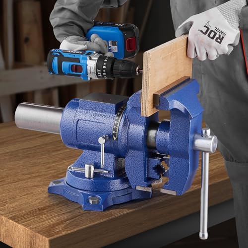 VEVOR Bench Vise 6.5 Inch Jaw Width 360-Degree Swivel Base and Rotate Clamp - size: 6.5inch(Standard)