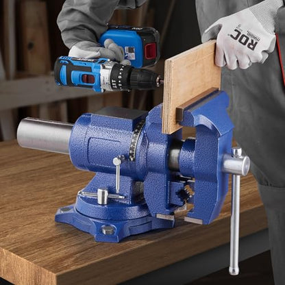 VEVOR Bench Vise 6.5 Inch Jaw Width 360-Degree Swivel Base and Rotate Clamp - size: 6.5inch(Standard)