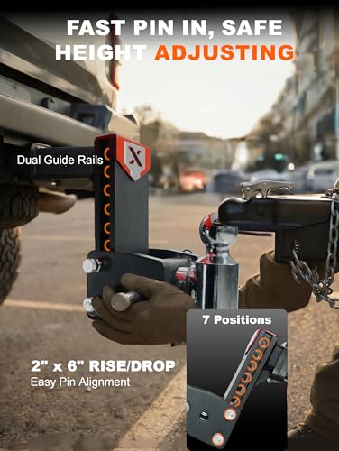 Young Adjustable Trailer Hitch, 2in Receiver, 6in Drop/Rise - size: 2" x 6" Drop