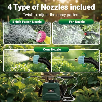 Battery Powered Sprayer 2 Gallon Powerful Electric Weed Sprayer Pump Garden