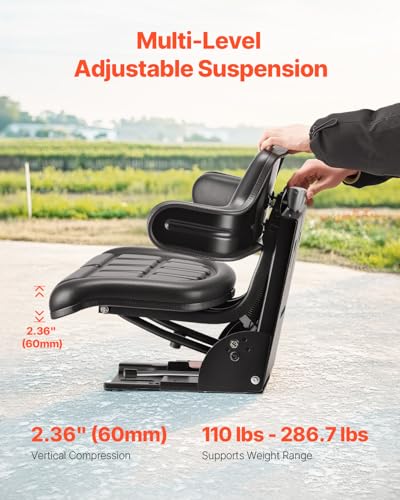 VEVOR Universal Forklift Seat Wrap Around, Tractor Suspension Seat Black