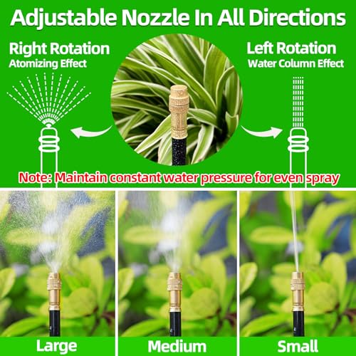 100FT Drip Irrigation Kit, 32 360° Copper Nozzles, Garden Watering System - size: 100FT