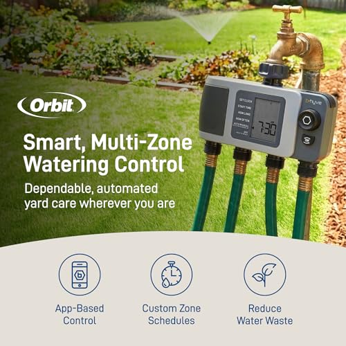 Orbit B-hyve XD 4-Port Smart Hose Watering Timer - App Controlled - Smart WeatherSense - Bluetooth Sprinkler Timer with Remote Control - Multi Outlet Yard Irrigation System - 24634 - size: 4-Port, style: Bluetooth