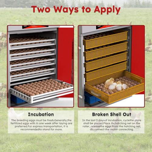 Commercial Cabinet Incubator for Hatching Eggs, Digital Hatcher with Auto Temperature & Humidity Control & Intelligent Humidification System - size: 400 Egg