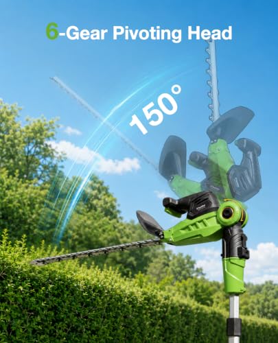 TaskStar 2-in-1 Pole Hedge Trimmer: 20 Inch Dual Action Blade 20V Powered