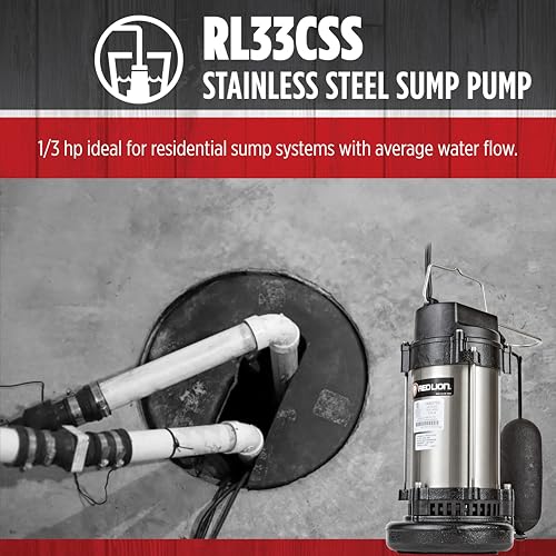 Red Lion RL33CSS, 115V, 1/3 HP, 3500 GPH Automatic Sump Pump, 10' Cord - style: 1/3 HP, 3500 GPH