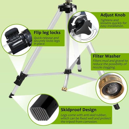 Heavy Duty Impact Sprinkler on Tripod Base,2 Pack 36 Inch Tripod Sprinkler - size: 36in-2pack