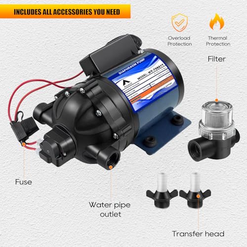 12V RV Water Pump,7GPM 60 PSI Water Diaphragm Pump with 1/2" FNPT,HY-70601T