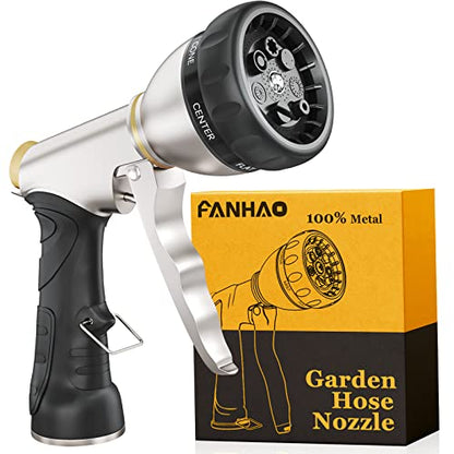 FANHAO Garden Hose Nozzle Heavy Duty, Metal Water Hose Sprayer, Leakproof