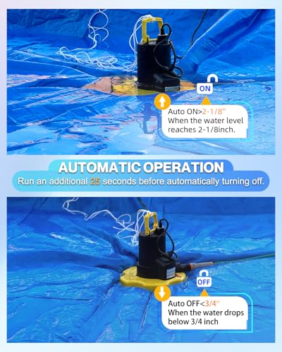 AgiiMan 1HP Automatic Pool Cover Pump, Submersible Sump Pump, Yellow - color: Yellow