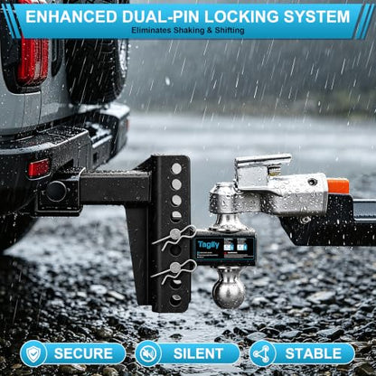 2" Adjustable Trailer Hitch - 22500 LBS, 2" & 2-5/16" Ball, Tow Drop Hitch
