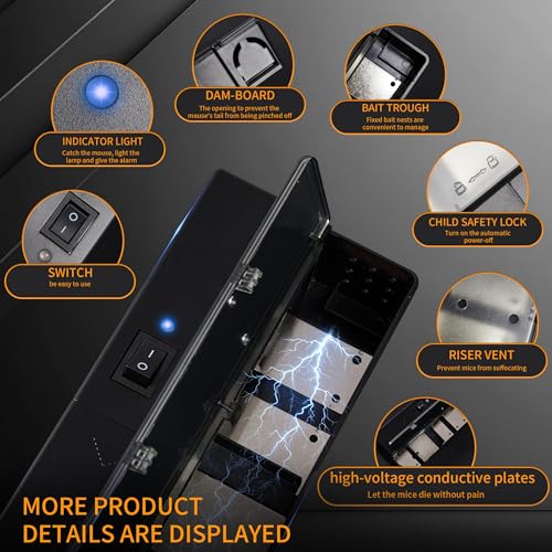 GSS Electric Mouse Trap,Smart Electronic Mouse Trap,Escape-Proof Design Mice Traps,Battery Powered with Alert Light - color: Black