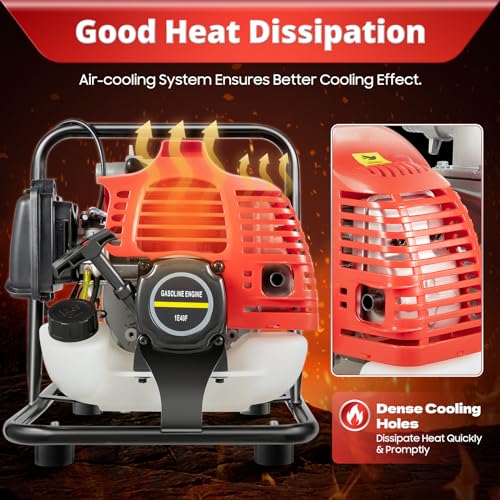 Gas Gasoline Water Pump, 43CC 2HP 7000rmp 2-Stroke Industrial Water Pump Air-Cooled Gasoline High Pressure Pump for Irrigation Pool, Landscaping or Gardening Irrigation