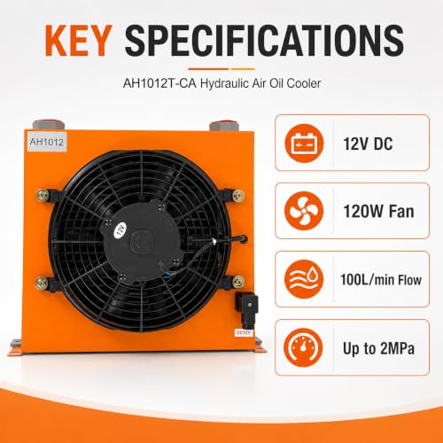 AH1012T-CA Hydraulic Air Oil Cooler 12V DC 100L/min 2MPa