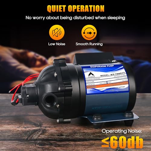 12V RV Water Pump,7GPM 60 PSI Water Diaphragm Pump with 1/2" FNPT,HY-70601T