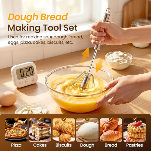 Danish Dough Whisk & Egg Whisk Set for Sourdough Bread, 12 inch - size: 12+12 inch