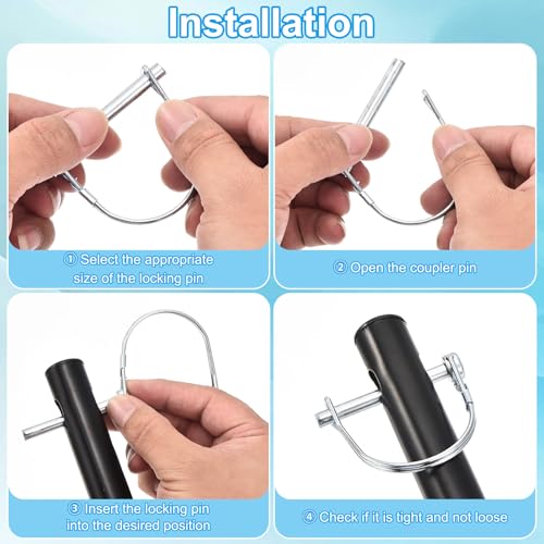 PATIKIL Trailer Coupler Pin 15/64" x2-3/4, 10 Pcs Wire Lock Safety Shaft Locking Round Pto Pins for Farm Trailers Lawn Hitches Garden Tractor Kayak Boat, Silver (6x70mm) - size: 15/64"x2-3/4"