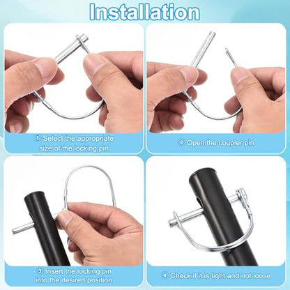PATIKIL Trailer Coupler Pin 5/16" x1-9/16, 10 Pcs Wire Lock Safety Shaft Locking Round Pto Pins for Farm Trailers Lawn Hitches Garden Tractor Kayak Boat, Silver (8x40mm) - size: 5/16"x1-9/16"