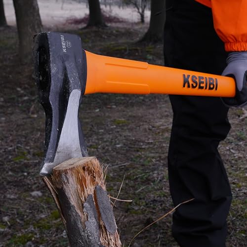 KSEIBI 36-Inch Splitting Axe - Forged Carbon Steel, Wood Splitter & Kindling Axe for Chopping, Heavy-Duty Maul with Ergonomic Fiberglass Handle, Shock Reduction, Anti-Slip Grip - style: 36-inch Splitting Axe