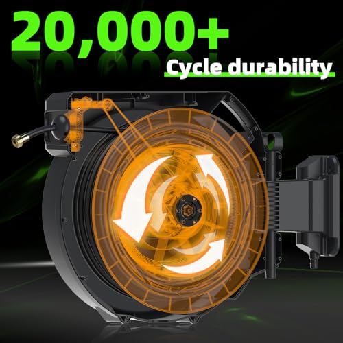 Retractable Garden Hose Reel 1/2 in x100 ft, Wall Mounted Hose Reel - size: 1/2"x100 ft