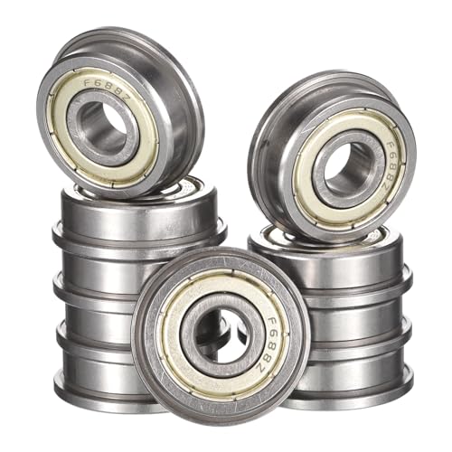 F688ZZ Flanged Ball Bearing, ID 8mm x OD 16mm x Width 5mm Miniature Bearings, Double Metal Shielded Deep Groove Bearings, Pre-Lubricated (GCr15) Chrome Steel 10pcs - size: F688ZZ 8mmx16mmx5mm
