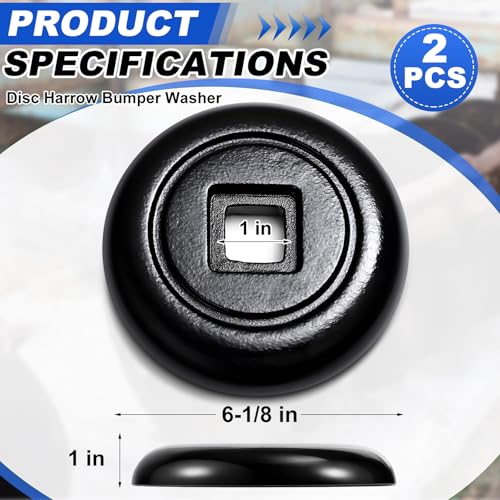 2 Pcs Disc Harrow Bumper Washer, 1" Tall x 6-1/8" Od Fits 1" Square Axle for Agricultural Disc Harrow End Thrust Application