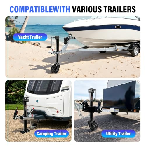 2-in-1 A-Frame Trailer Jack, 5000lbs Foot Plate & 2000lbs Dual-Wheel