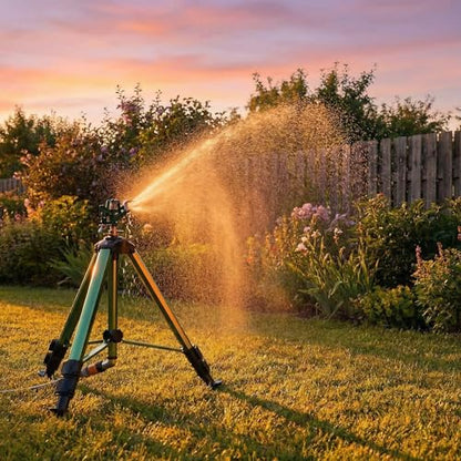 Tripod Sprinkler - Adjustable Height Yard Impact Sprinkler, with 360° Full Spray Water Sprinkler for Lawn, Garden & Agricultural Irrigation